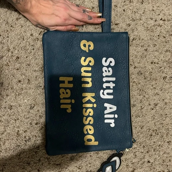 “Salty air & Sun Kissed Hair” blue tote bag, nwot - Picture 2 of 5